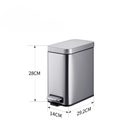 Відро для сміття з плавним закриттям прямокутне Mixxus Premium Quadro-TC0105 SS Color 5л колір нержавіюча сталь (MI7062)
