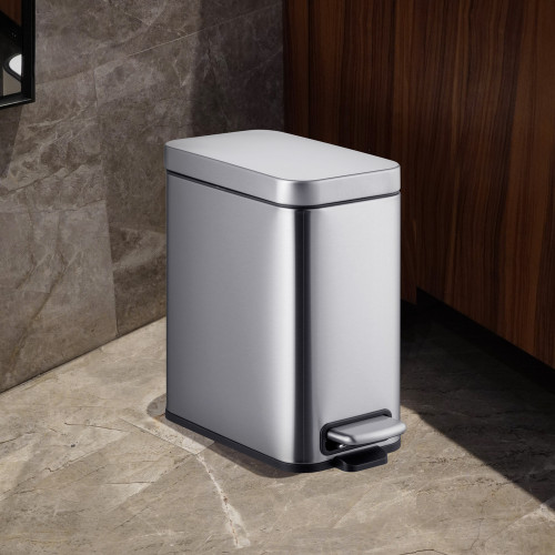 Відро для сміття з плавним закриттям прямокутне Mixxus Premium Quadro-TC0105 SS Color 5л колір нержавіюча сталь (MI7062)