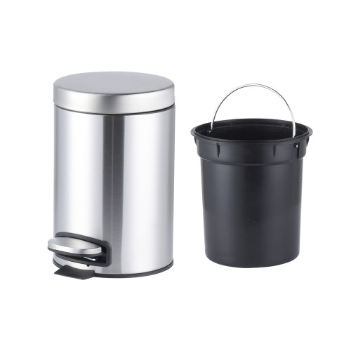 Відро для сміття з плавним закриттям кругле Mixxus Ellipse-TC0205 SS Color 5л колір нержавіюча сталь (MI7076)