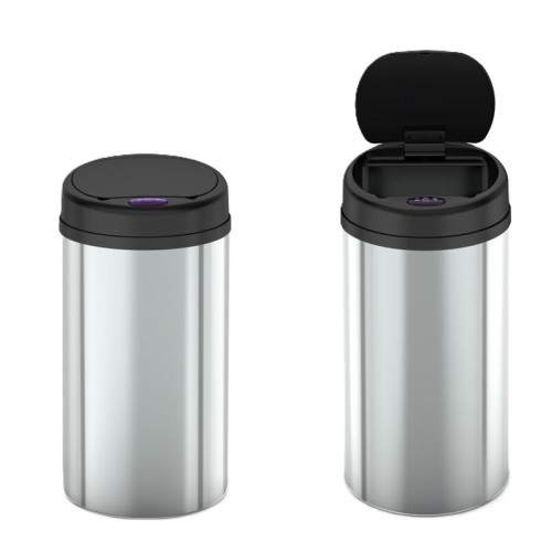 Відро для сміття сенсорне кругле Mixxus Premium Ellipse-TC0109 Chrome-Black 9л (хром-чорне) (MI7083)
