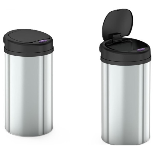 Відро для сміття сенсорне кругле Mixxus Premium Ellipse-TC0109 Chrome-Black 9л (хром-чорне) (MI7083)