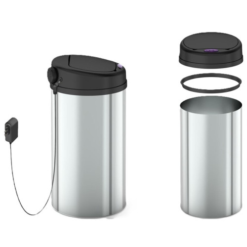 Відро для сміття сенсорне кругле Mixxus Premium Ellipse-TC0109 Chrome-Black 9л (хром-чорне) (MI7083)