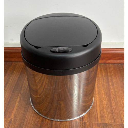 Відро для сміття сенсорне кругле Mixxus Premium Ellipse-TC0109 Chrome-Black 9л (хром-чорне) (MI7083)