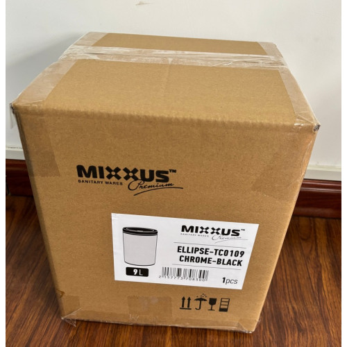 Відро для сміття сенсорне кругле Mixxus Premium Ellipse-TC0109 Chrome-Black 9л (хром-чорне) (MI7083)