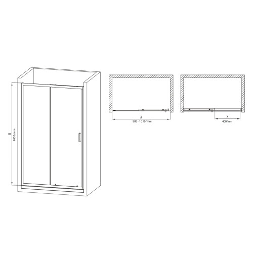 Дверь в нишу раздвижная MIXXUS PREMIUM DIVERSE SD01-100x185-TR CHROME прозрачное стекло 5мм (MI7165)
