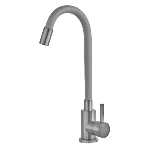 Змішувач для кухні MIXXUS SEO-011 GRAPHITE REFL.GRAY з гнучким виливом із нерж. сталі SUS304 (Колір графіт + вилив сірий) (MI8225)