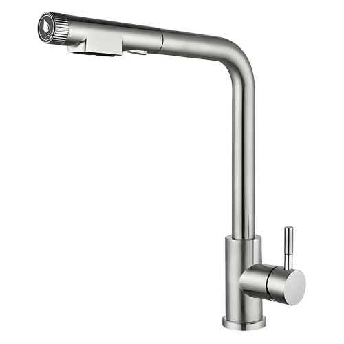 Змішувач для кухні MIXXUS LUX-021 PULL з висувним зливом з нерж. сталі SUS304 (MI8229)