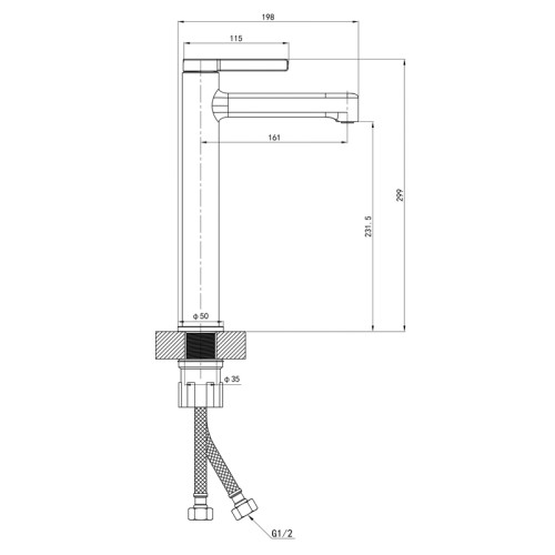 Змішувач для умивальника MIXXUS PREMIUM VERDI 001 NUT HIGH (MI8241)