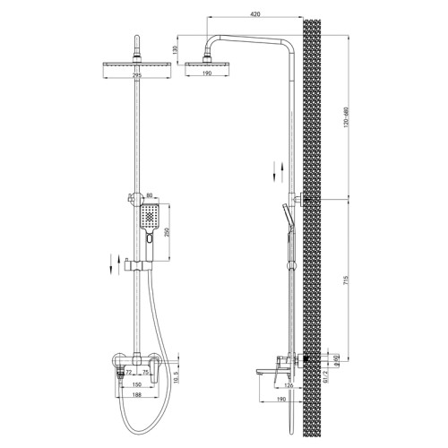 Душова колона із змішувачем MIXXUS PREMIUM RUBENS 009-J (MI8255)