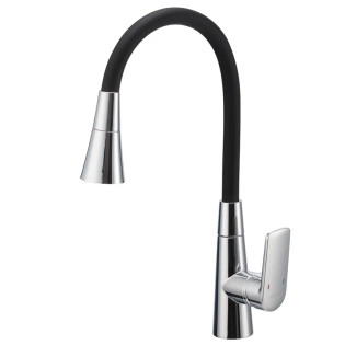 Змішувач для кухні MIXXUS PREMIUM MATIS 011-T NUT REFL.BLACK (Колір хром+силік. вилив чорний) (MI8266)