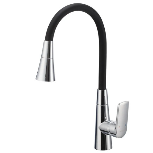 Змішувач для кухні MIXXUS PREMIUM MATIS 011-T NUT REFL.BLACK (Колір хром+силік. вилив чорний) (MI8266)