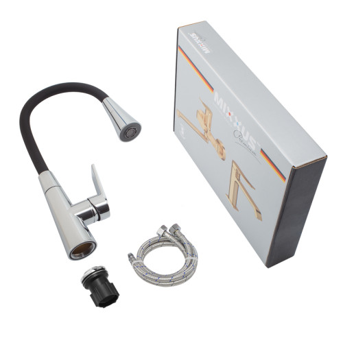 Змішувач для кухні MIXXUS PREMIUM MATIS 011-T NUT REFL.BLACK (Колір хром+силік. вилив чорний) (MI8266)