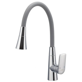 Смеситель для кухни MIXXUS PREMIUM MATIS 011-T NUT REFL.GRAY (Цвет хром+силик. излив серый) (MI8267)