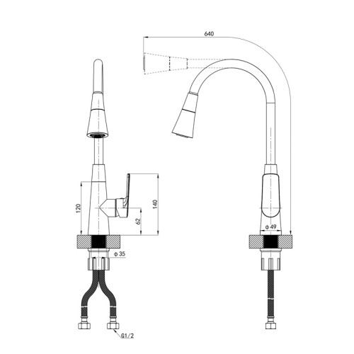 Змішувач для кухні MIXXUS PREMIUM MATIS 011-T NUT REFL.GRAY (Колір хром+силік. вилив сірий) (MI8267)