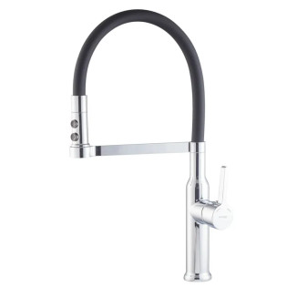 Змішувач для кухні MIXXUS PREMIUM PULL 017 REFL.BLACK (Колір хром+силік. вилив чорний) (MI8277)