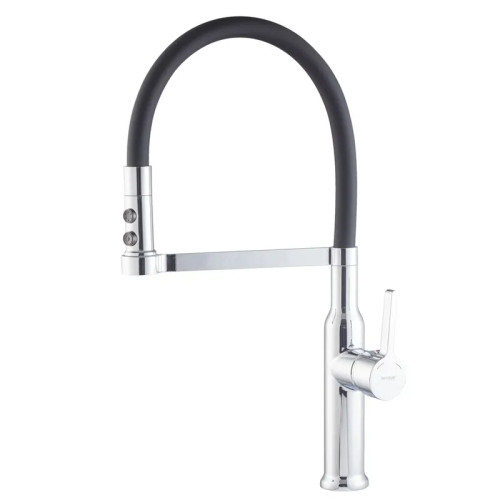 Змішувач для кухні MIXXUS PREMIUM PULL 017 REFL.BLACK (Колір хром+силік. вилив чорний) (MI8277)