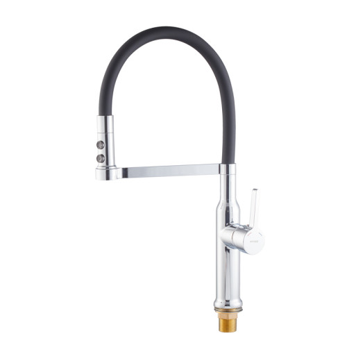 Змішувач для кухні MIXXUS PREMIUM PULL 017 REFL.BLACK (Колір хром+силік. вилив чорний) (MI8277)