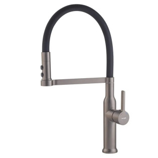 Смеситель для кухни MIXXUS PREMIUM PULL 017 GRAPHITE REFL.BLACK (Цвет графит+силик. излив черный) (MI8278)