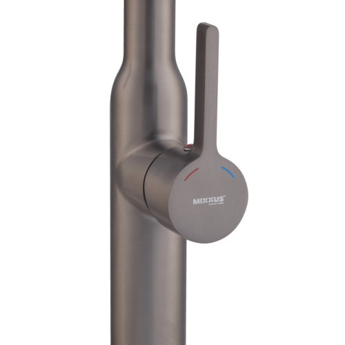 Змішувач для кухні MIXXUS PREMIUM PULL 017 GRAPHITE REFL.BLACK (Колір графіт + силік. вилив чорний) (MI8278)