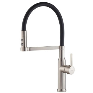Змішувач для кухні MIXXUS PREMIUM PULL 017 SS COLOR REFL.BLACK (Колір матове золото+силік. вилив чорний) (MI8279)