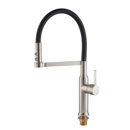 Змішувач для кухні MIXXUS PREMIUM PULL 017 SS COLOR REFL.BLACK (Колір матове золото+силік. вилив чорний) (MI8279)