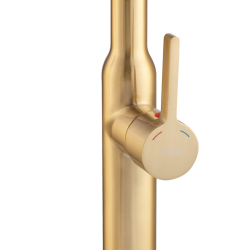 Змішувач для кухні MIXXUS PREMIUM PULL 017 BRUSHED GOLD REFL.BLACK (Колір матове золото+силік. вилив чорний) (MI8280)