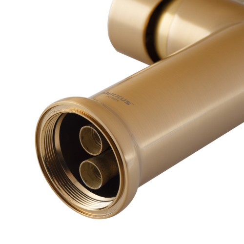 Змішувач для кухні MIXXUS PREMIUM PULL 017 BRUSHED GOLD REFL.BLACK (Колір матове золото+силік. вилив чорний) (MI8280)