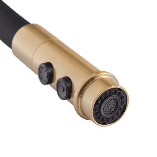 Змішувач для кухні MIXXUS PREMIUM PULL 017 BRUSHED GOLD REFL.BLACK (Колір матове золото+силік. вилив чорний) (MI8280)