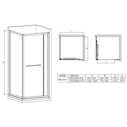 Душевая кабина без поддона Mixxus Premium Quadro SC01-120x80x195-TR Black прозрачное стекло 6мм (MI8293)