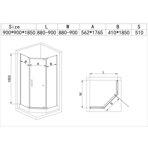 Душова кабіна з низьким піддоном MIXXUS LINES SCT01-90x90x198-TR CHROME прозоре скло 6мм NEW (2 ящ) (MI8370)