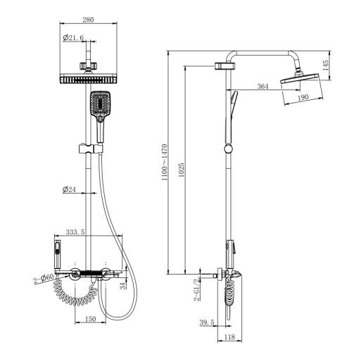 Душова колона із змішувачем MIXXUS PREMIUM TERRA 029-J GRAPHITE (колір графіт) (MI8386)
