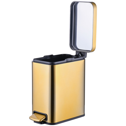 Відро для сміття з плавним закриттям прямокутне Mixxus Premium Quadro-TC0105 Brushed Gold 5 л (колір матове золото) (MI8394)