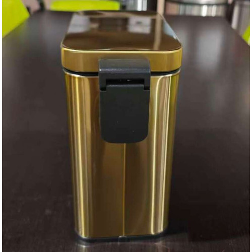 Відро для сміття з плавним закриттям прямокутне Mixxus Premium Quadro-TC0105 Brushed Gold 5 л (колір матове золото) (MI8394)
