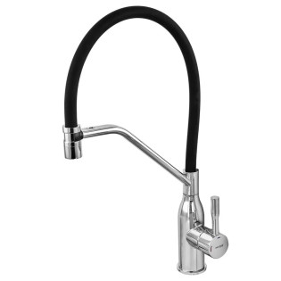 Смеситель для кухни MIXXUS PREMIUM GRAVITY 017 NUT REFL.BLACK (Цвет хром+силиконовый излив черный) (MI8406)