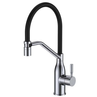 Смеситель для кухни MIXXUS PREMIUM GRAVITY 017 NUT REFL.BLACK (Цвет хром+силик. излив черный) (MI8406)