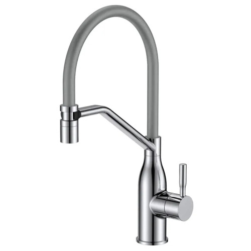 Змішувач для кухні MIXXUS PREMIUM GRAVITY 017 NUT SS COLOR REFL.GREY (Колір нержавіюча сталь+силік. вилив сірий) (MI8407)