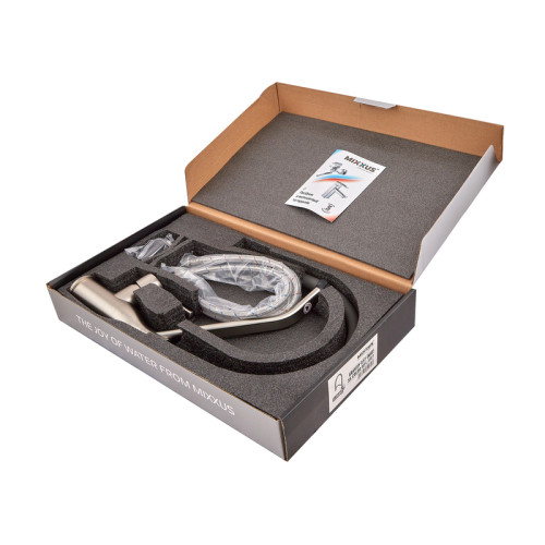 Змішувач для кухні MIXXUS PREMIUM GRAVITY 017 NUT SS COLOR REFL.GREY (Колір нержавіюча сталь+силік. вилив сірий) (MI8407)