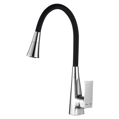 Змішувач для кухні MIXXUS ETNA 014-T NUT REFL.BLACK (Колір хром+силіконовий вилив чорний) (MI8419)