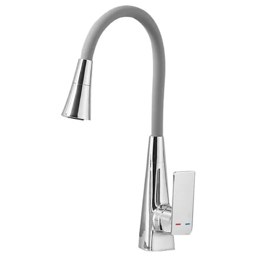 Змішувач для кухні MIXXUS ETNA 014-T NUT REFL.GREY (Колір хром+силіконовий вилив сірий) (MI8420)
