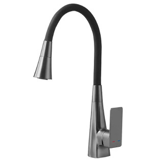 Змішувач для кухні MIXXUS ETNA 014-T NUT GRAPHITE REFL.BLACK (Колір графіт + силіконовий вилив чорний) (MI8422)