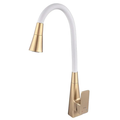 Змішувач для кухні MIXXUS ETNA 014-T NUT BRUSHED GOLD REFL.WHITE (Колір матове золото+силіконовий вилив білий) (MI8423)