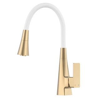 Змішувач для кухні MIXXUS ETNA 014-T NUT BRUSHED GOLD REFL.WHITE (Колір матове золото+силіконовий вилив білий) (MI8423)