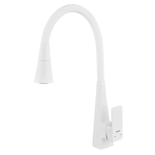 Змішувач для кухні MIXXUS ETNA 014-T NUT WHITE REFL.WHITE (Колір білий+силіконовий вилив білий) (MI8424)