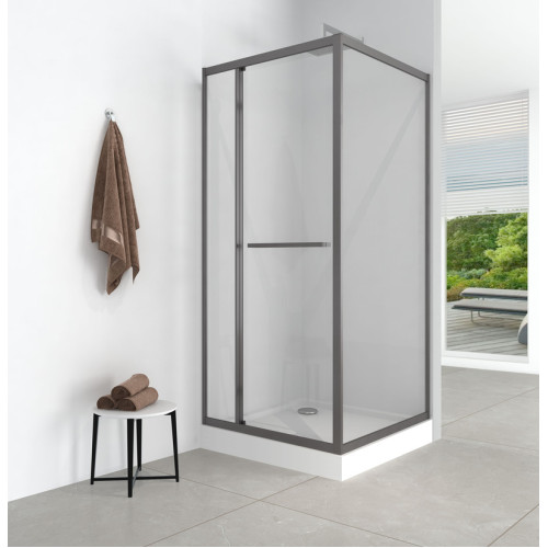 Душова кабіна з низьким піддоном Mixxus Style SCT01-90x90x200-TR Graphite прозоре скло 6мм (MI8432)