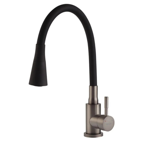 Змішувач для кухні з нерж. сталі SUS304 MIXXUS SEO-011-T GRAPHITE REFL.BLACK (Колір графіт + силік. вилив чорний) (MI8434)