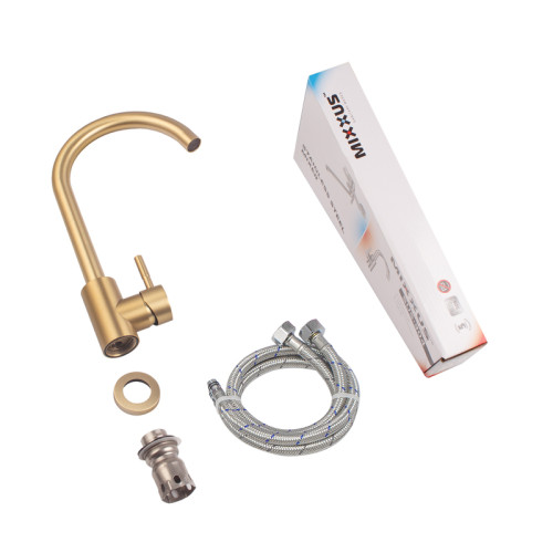 Змішувач для кухні MIXXUS SUS-011 BRUSHED GOLD з нерж. сталі SUS304 (Колір матове золото) (MI8435)