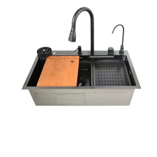 Мийка багатофункціональна Mixxus MH7546-SET-08 Micro Decor Graphite із вбудованим змішувачем з нерж. сталі (MI8455)