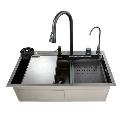 Мийка багатофункціональна з вбудованим змішувачем MIXXUS MH7546-SET-08 DECOR GRAPHITE з нерж. сталі (MI8456)