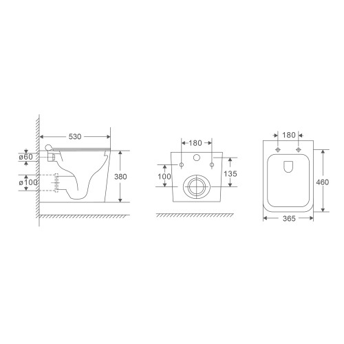 Підвісний унітаз Mixxus Premium Quadro-0302-R Black 530x360x365mm, система змиву RIMLESS (MP6455)