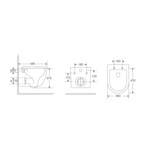 Унітаз підвісний Mixxus Premium Ellipse-0302-T3 495x360x370mm, система змиву Tornado 3.0 (MP6462)